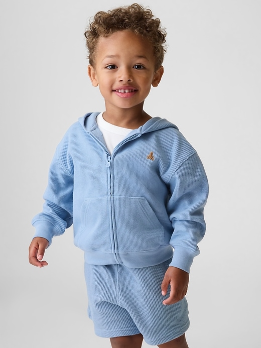 L'image numéro 1 présente Veste à capuchon en tricot gaufré pour Bébé et Tout-petit