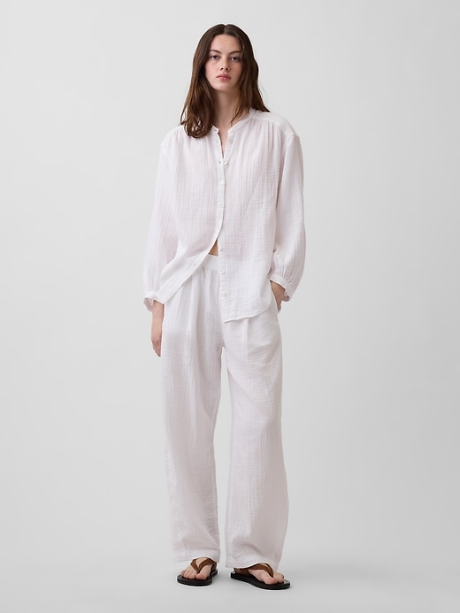 Image number 5 showing, Cotton Gauze Oversized Collarless Shirt
