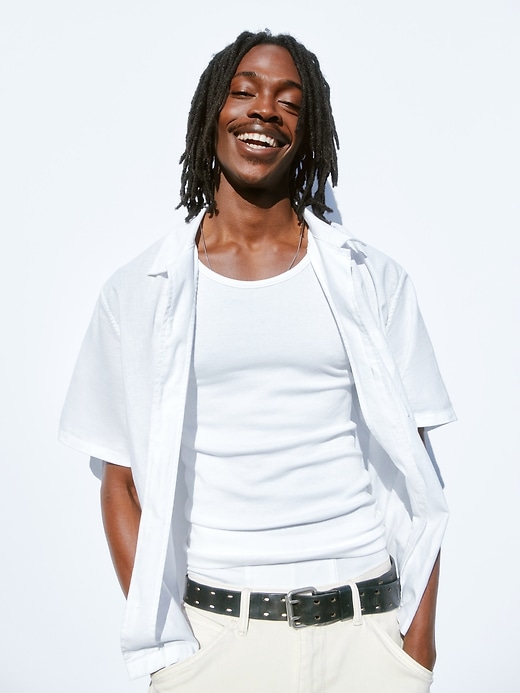 Linen-Cotton Relaxed Straight-Hem Shirt | Gap