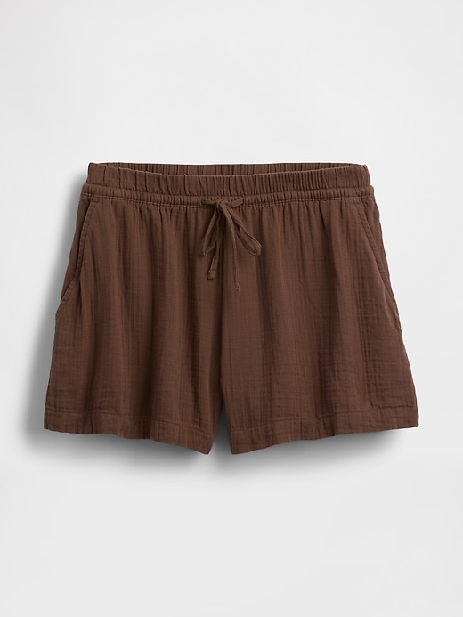 L'image numéro 6 présente Short confort en gaze de coton à taille mi-haute de 10 cm