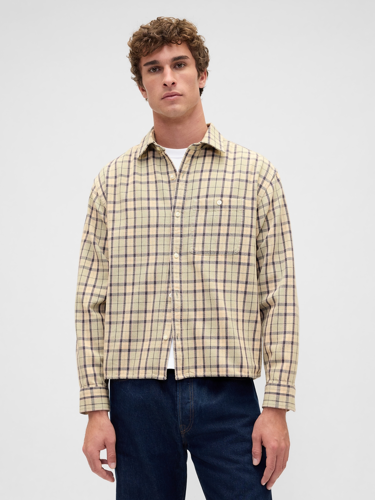 Twill Straight-Hem Shirt