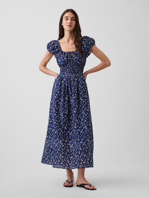 Voile Smocked-Waist Maxi Dress