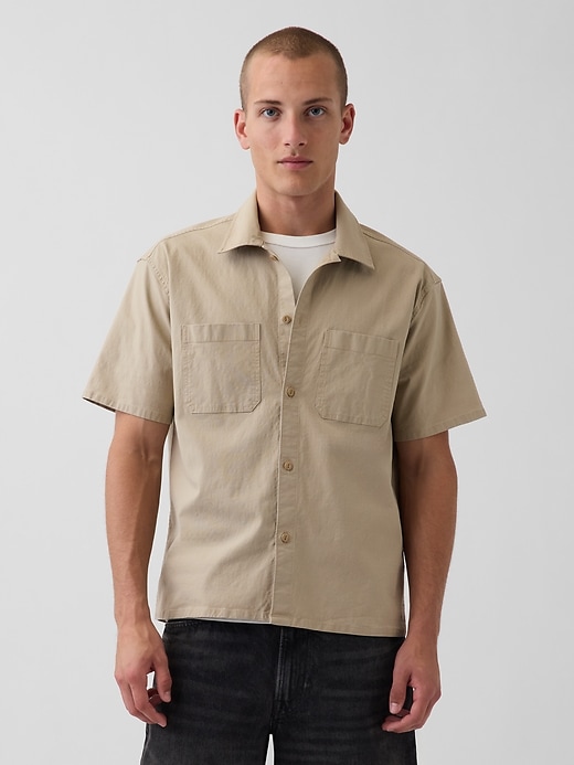 Image number 1 showing, Relaxed Straight-Hem Utility Shirt