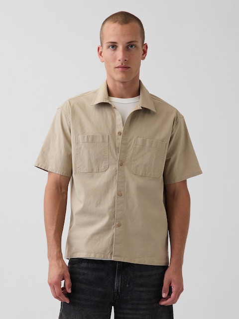 Relaxed Straight-Hem Utility Shirt