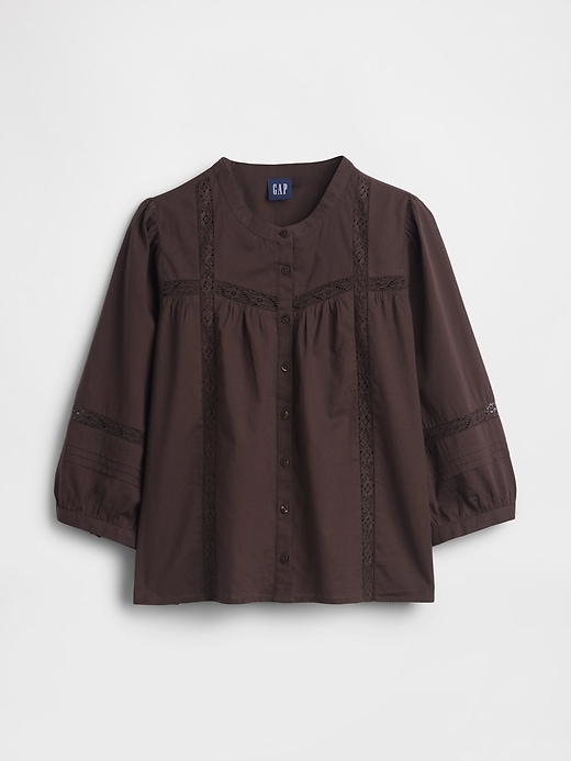 Image number 5 showing, Lace-Trim Button-Front Swing Top