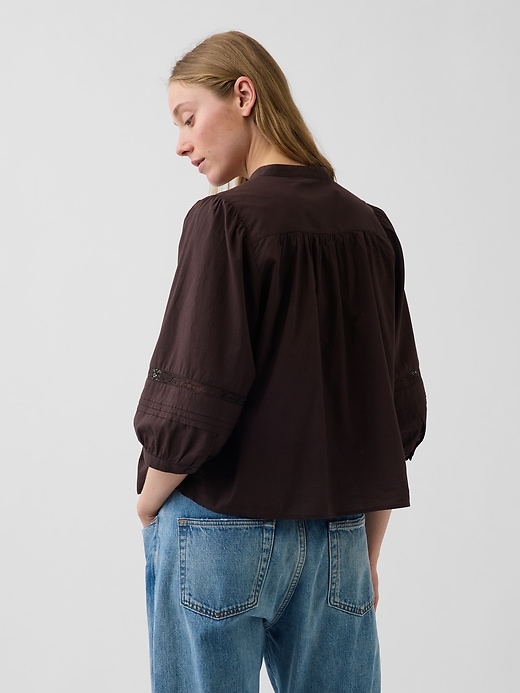 Image number 3 showing, Lace-Trim Button-Front Swing Top