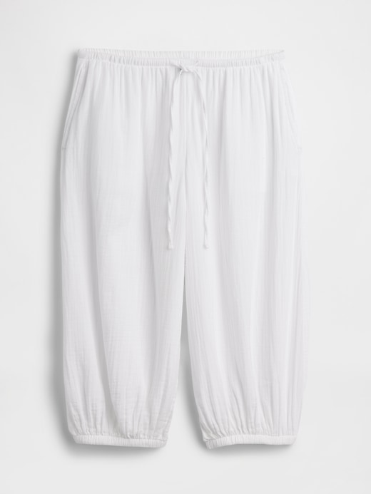 L'image numéro 5 présente Pantalon gaucho décontracté coupe baril en gaze de coton
