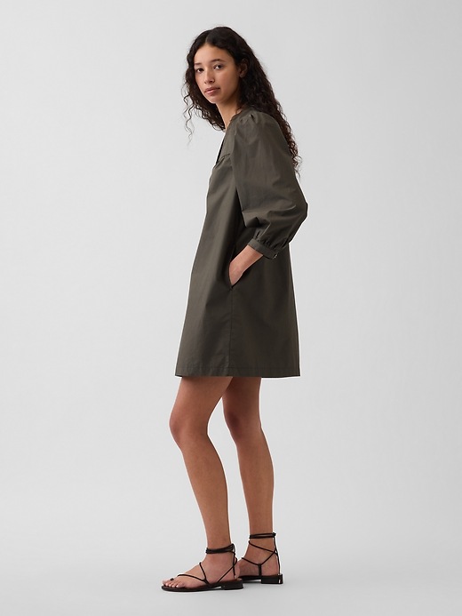 Image number 3 showing, Poplin Henley Mini Dress