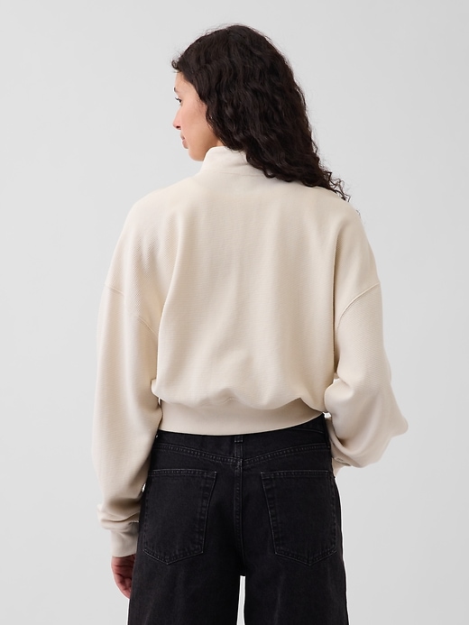L'image numéro 3 présente Chandail surdimensionné à demi-glissière en coton texturé