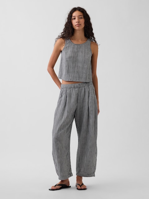 Cotton Gauze Easy Barrel Pants