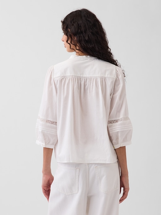 Image number 3 showing, Lace-Trim Button-Front Swing Top