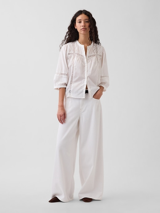 Image number 2 showing, Lace-Trim Button-Front Swing Top
