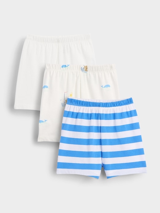 L'image numéro 1 présente Short Premiers essentiels en coton biologique à taille extensible pour Bébé (paquet de 3)