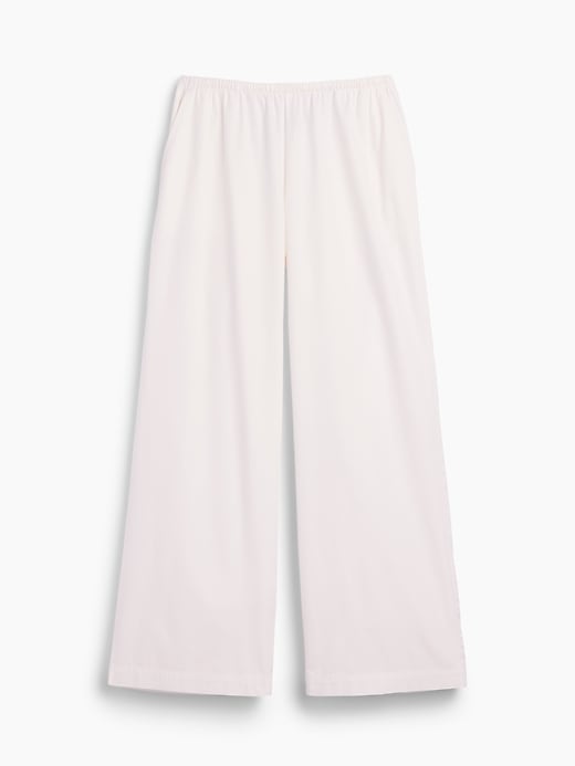 L'image numéro 5 présente Pantalon confort décontracté en popeline à jambe large à taille mi-basse