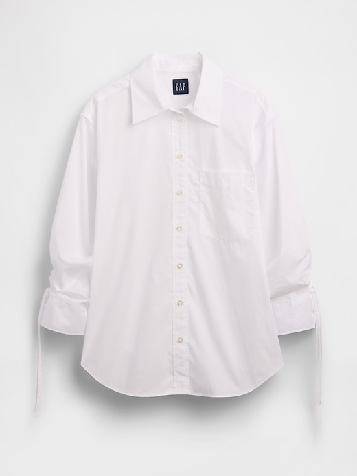 Image number 5 showing, Organic Cotton Poplin Oversized Ruched-Sleeve Shirt