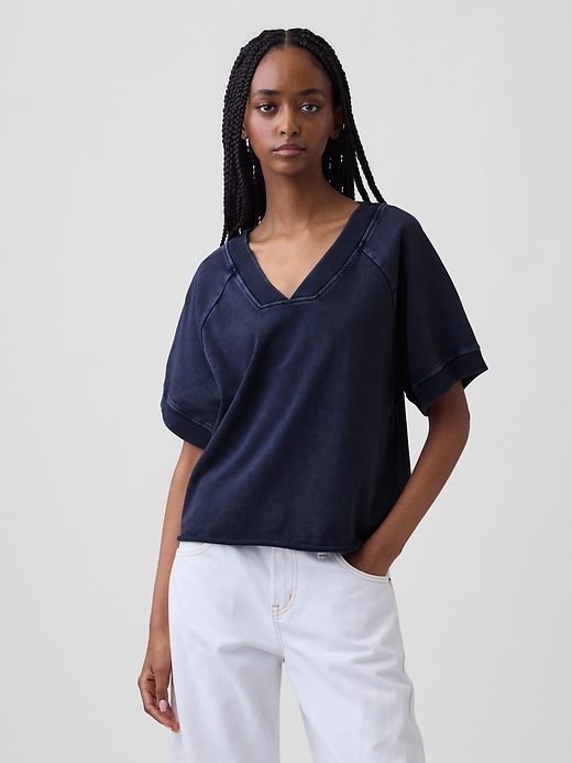 Image number 1 showing, VintageSoft Terry Oversized V-Neck Sweatshirt