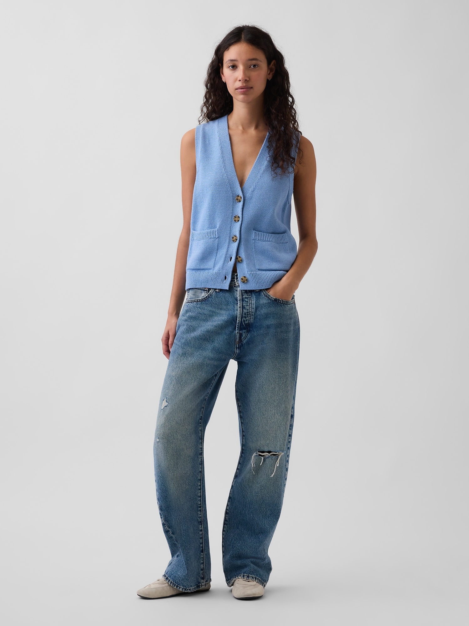 100% Cotton Pocket Sweater Vest