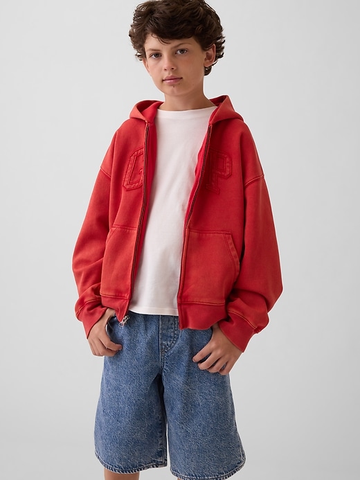 L'image numéro 5 présente Veste à capuchon décontracté VintageDoux à logo pour Enfant