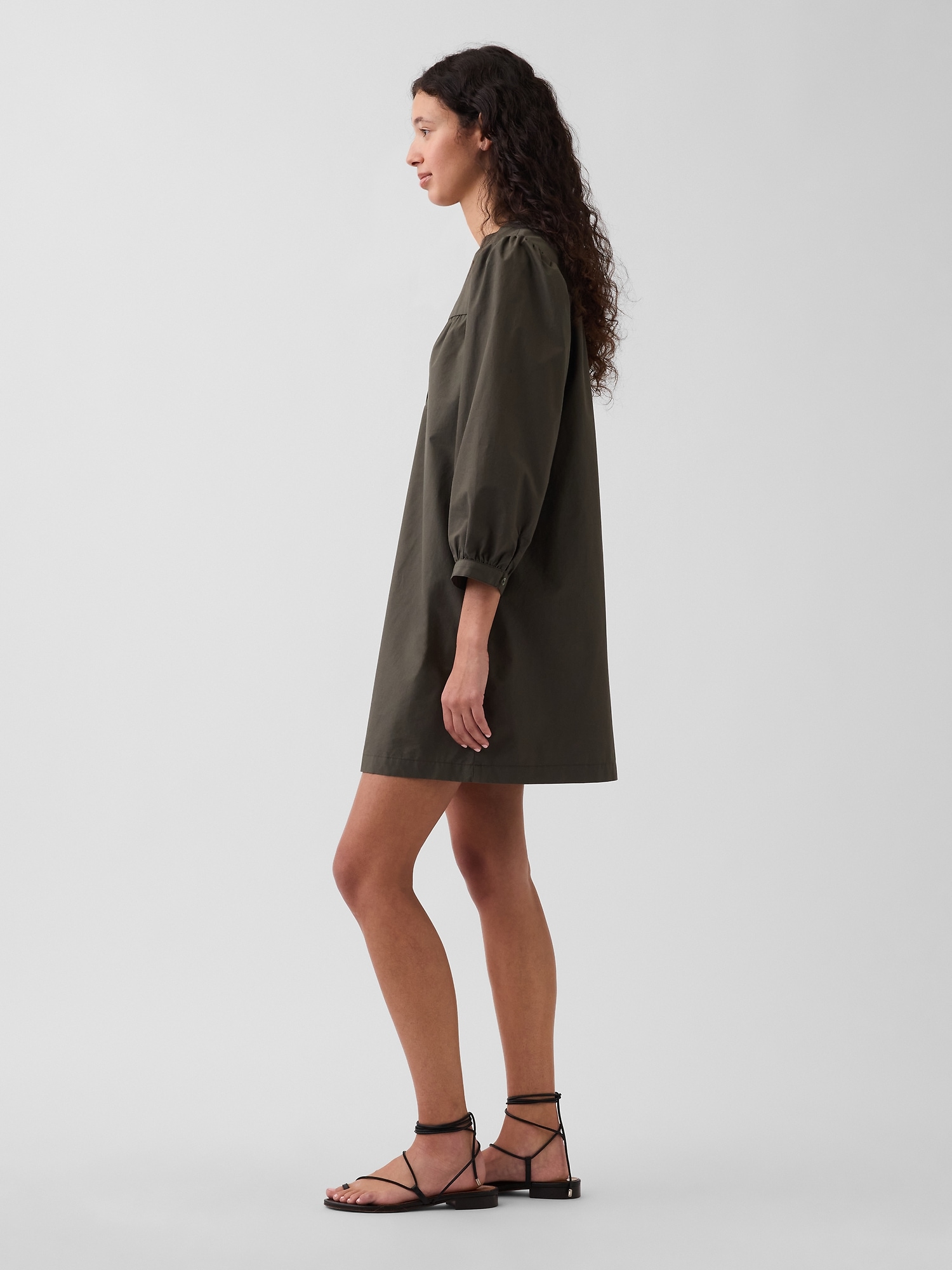 Poplin Henley Mini Dress