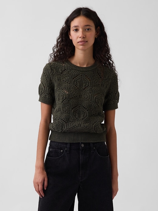 Image number 1 showing, 100% Cotton Crochet Sweater