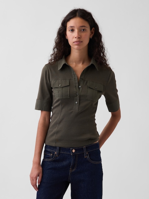 Modern Elbow-Sleeve Utility T-Shirt