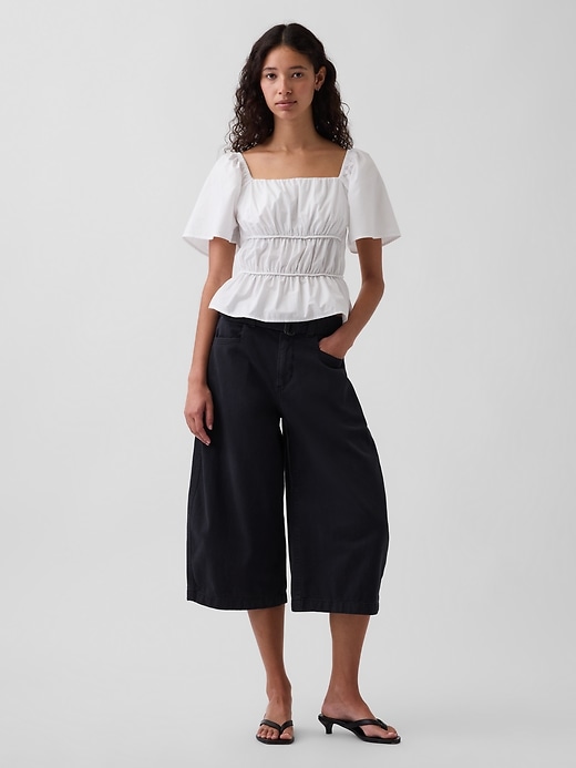 Image number 2 showing, Square-Neck Flutter-Sleeve Peplum Top