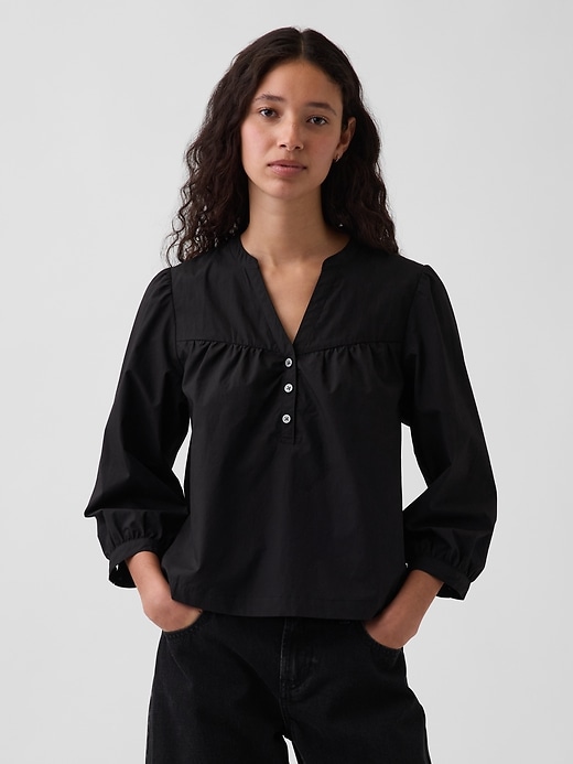 Image number 1 showing, Poplin Popover Top
