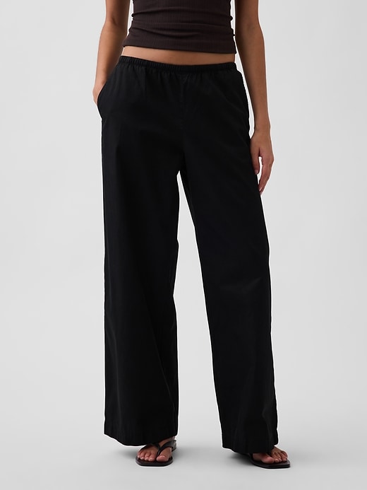 L'image numéro 2 présente Pantalon confort décontracté à jambe large à taille mi-basse