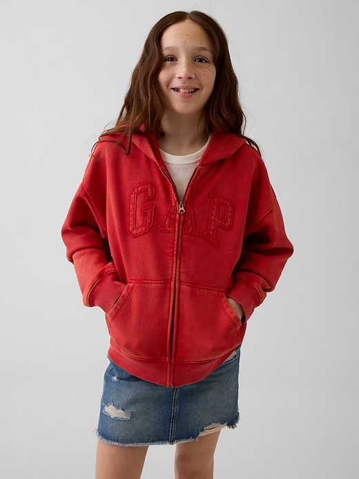 L'image numéro 2 présente Veste à capuchon décontracté VintageDoux à logo pour Enfant