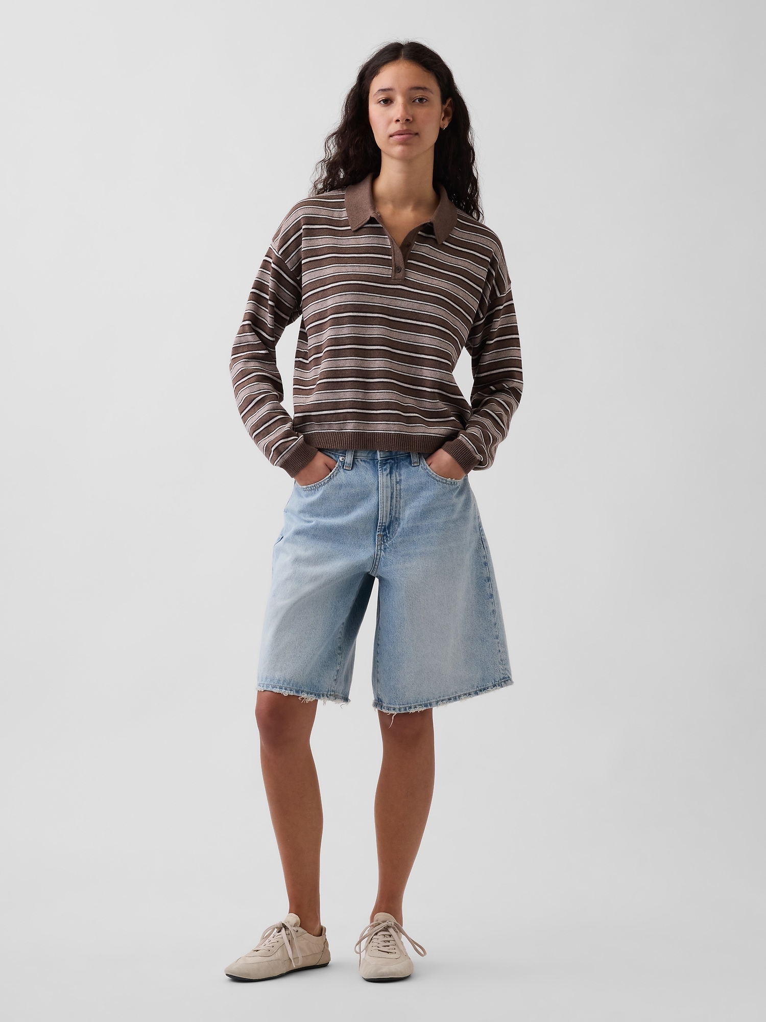 100% Cotton Relaxed Polo Shirt Sweater