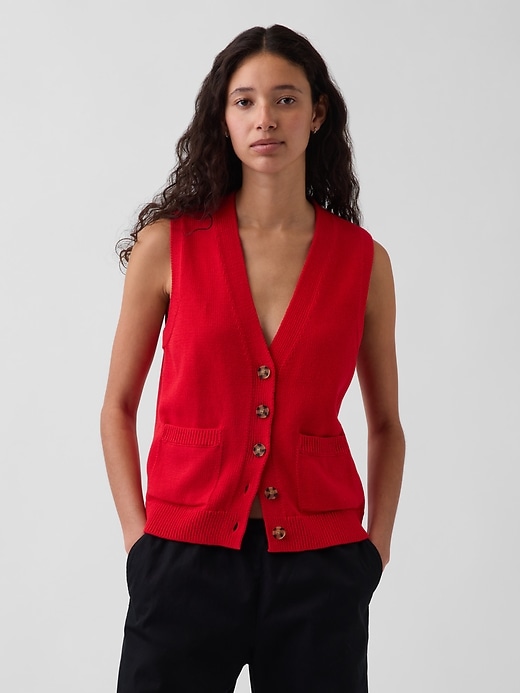 Image number 1 showing, 100% Cotton Pocket Sweater Vest