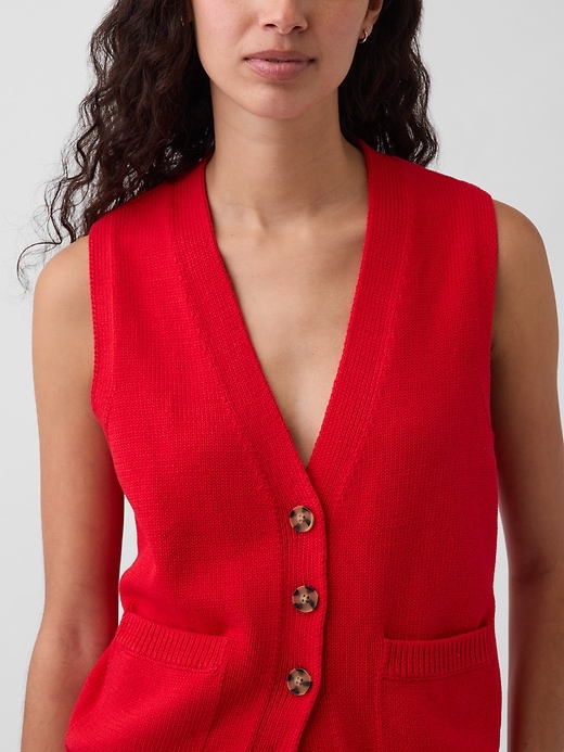 Image number 4 showing, 100% Cotton Pocket Sweater Vest