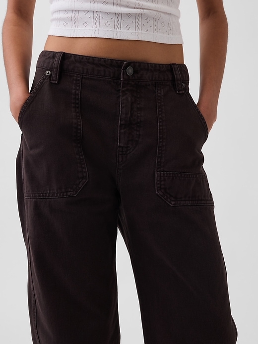 L'image numéro 5 présente Pantalon coupe baril utilitaire à taille mi-basse
