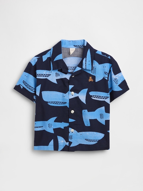 CHEMISE EN POPELINE DE COTON BIOLOGIQUE À MOTIF POUR BÉBÉ ET TOUT-PETIT