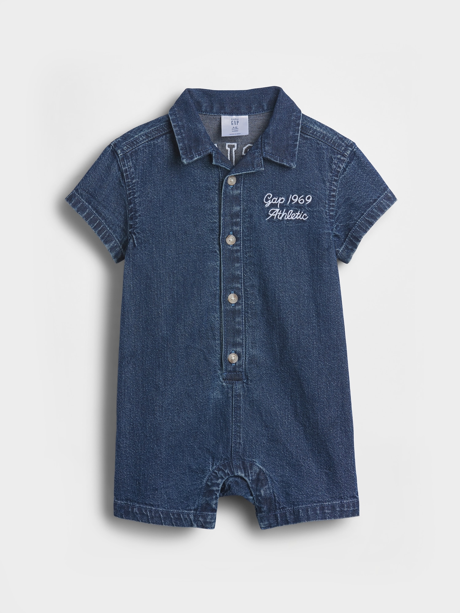 Une-pièce court en denim à logo pour Bébé
