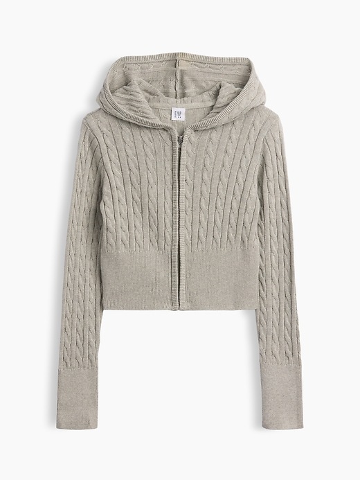 Image number 2 showing, Kids Cable-Knit Sweater Zip Hoodie