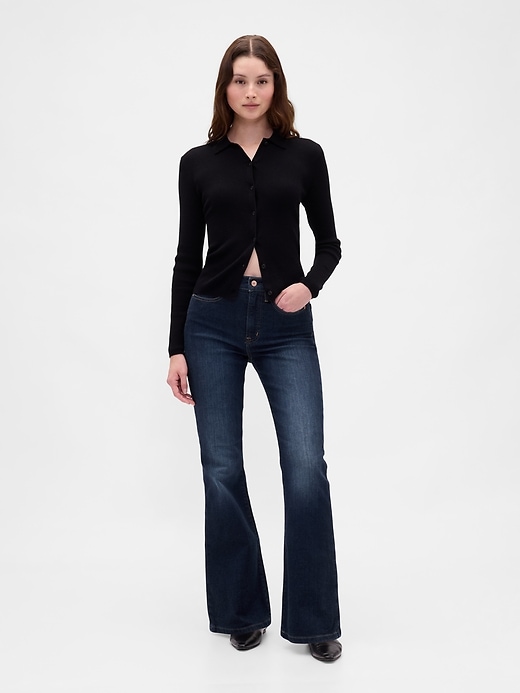 L'image numéro 1 présente Jean évasé années 70 à taille haute