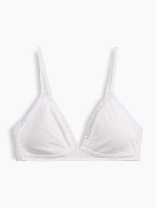 L'image numéro 6 présente Soutien-gorge léger à bonnets triangulaires en coton biologique extensible PureDouceur à bordure en dentelle