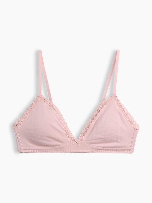 L'image numéro 6 présente Soutien-gorge léger à bonnets triangulaires en coton biologique extensible PureDouceur à bordure en dentelle