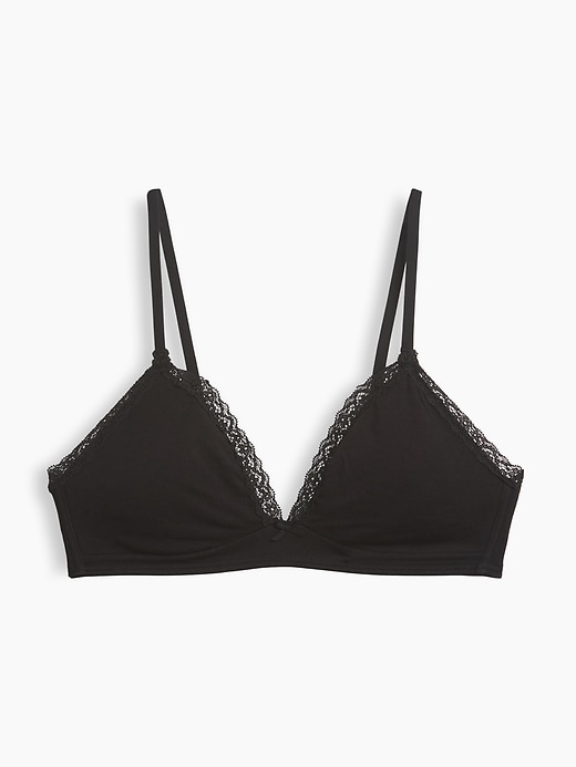 L'image numéro 6 présente Soutien-gorge léger à bonnets triangulaires en coton biologique extensible PureDouceur à bordure en dentelle