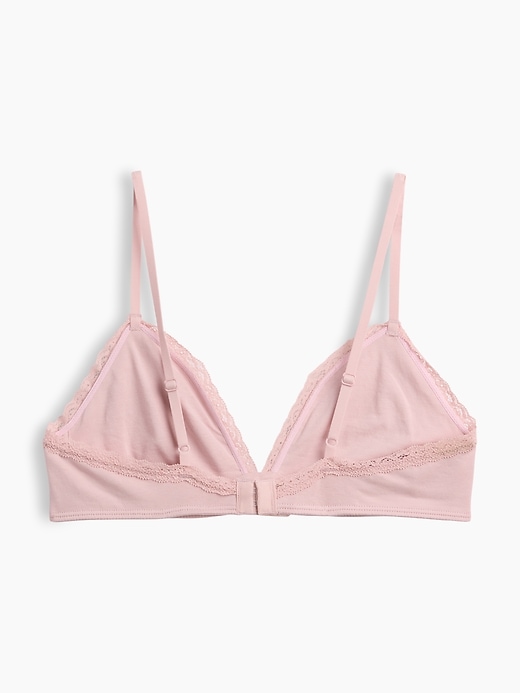 L'image numéro 7 présente Soutien-gorge léger à bonnets triangulaires en coton biologique extensible PureDouceur à bordure en dentelle