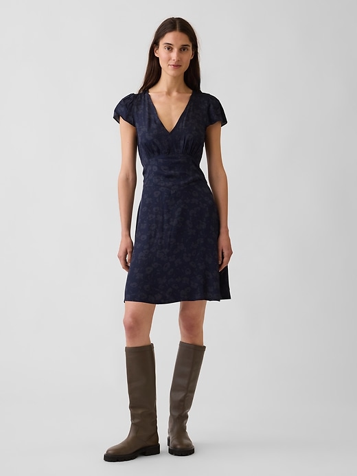 Image number 1 showing, V-Neck Print Mini Dress
