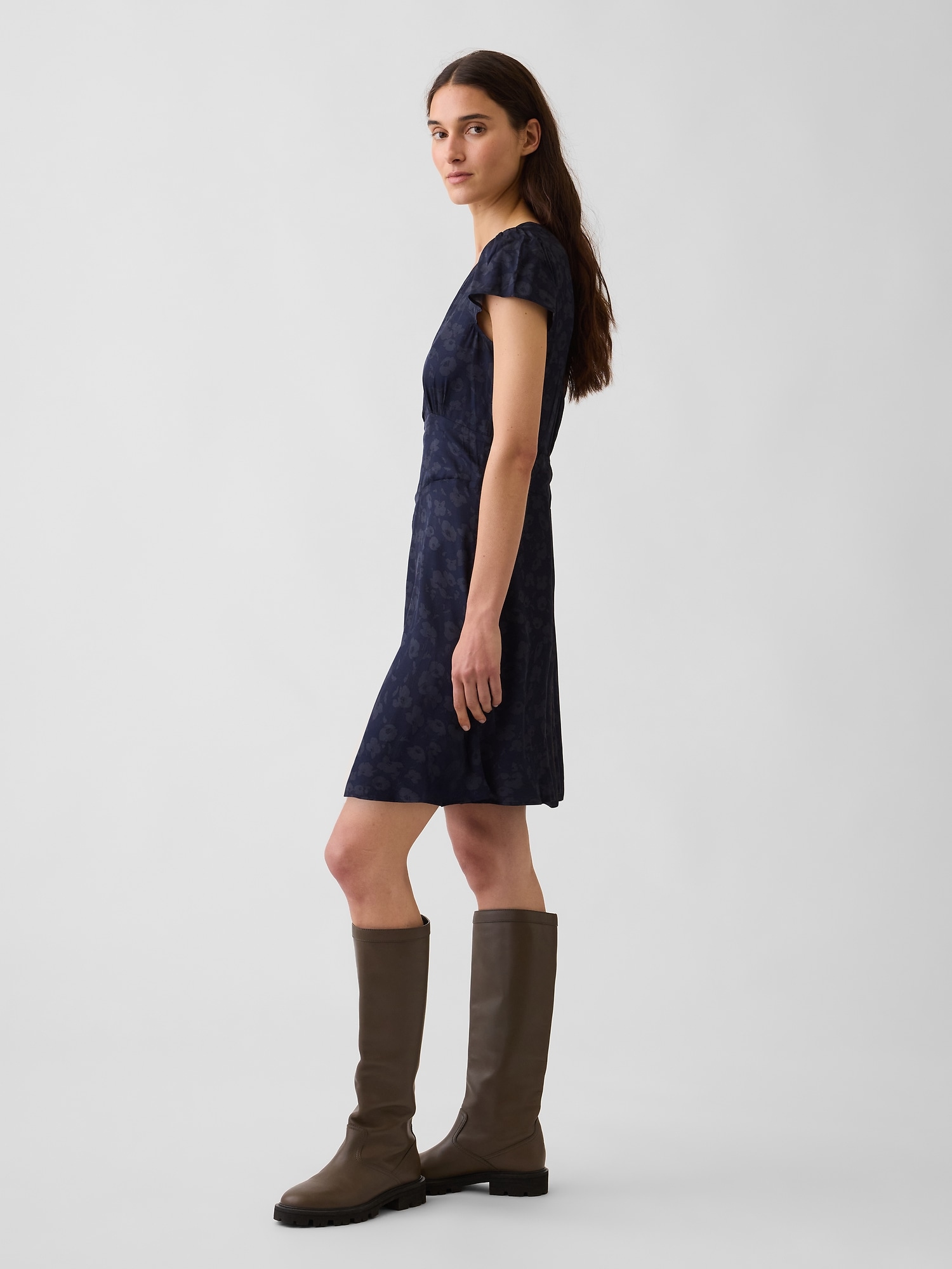 V-Neck Print Mini Dress