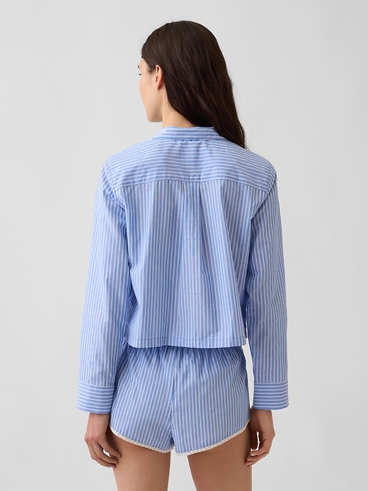 Image number 3 showing, Poplin Oversized Crop PJ Shirt