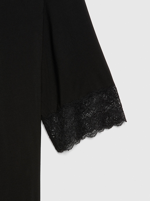 Image number 5 showing, Maternity Softest Modal Lace-Trim Robe