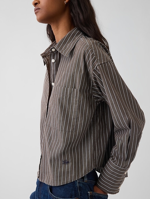 Image number 4 showing, Organic Cotton Poplin Oversized Crop Shirt