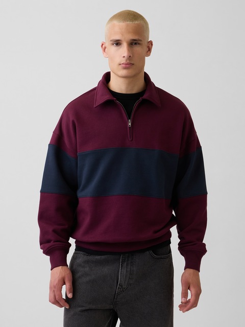 Heavyweight Oversized Stripe Half-Zip Pullover
