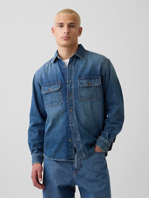 UltraSoft Denim Relaxed Utility Shirt