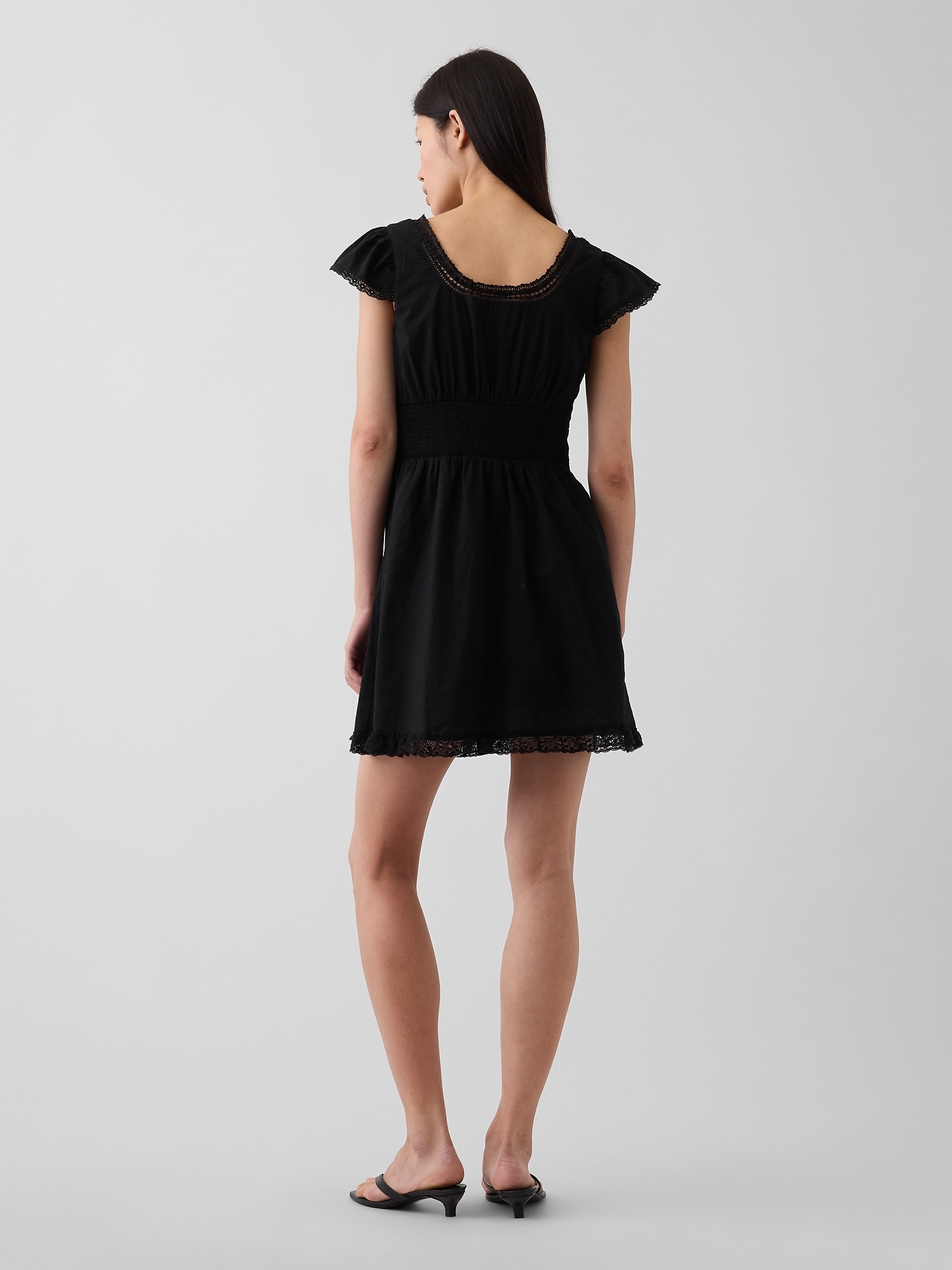 Scoop Neck Lace-Trim Mini Dress