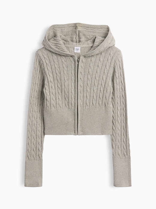 Image number 1 showing, Kids Cable-Knit Sweater Zip Hoodie